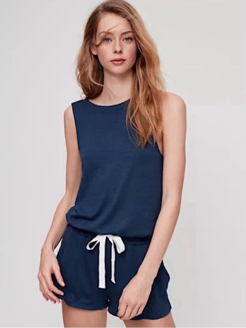 Wilfred Free 'Izabel' Tie-Waist Romper in Navy Blue